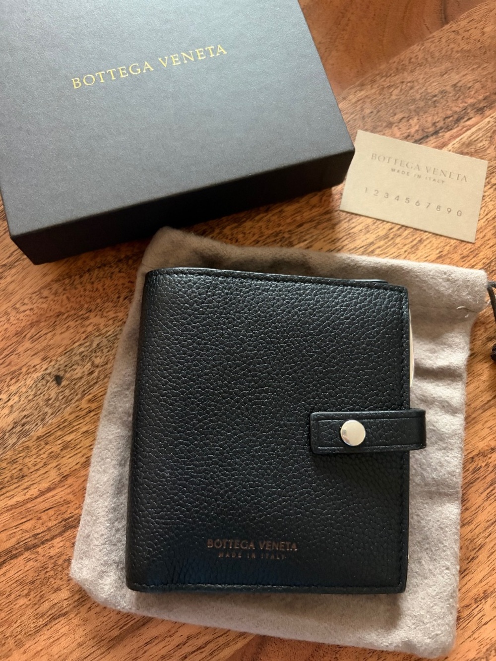 BOTTEGA VENETA Black Fold-Over Small Wallet